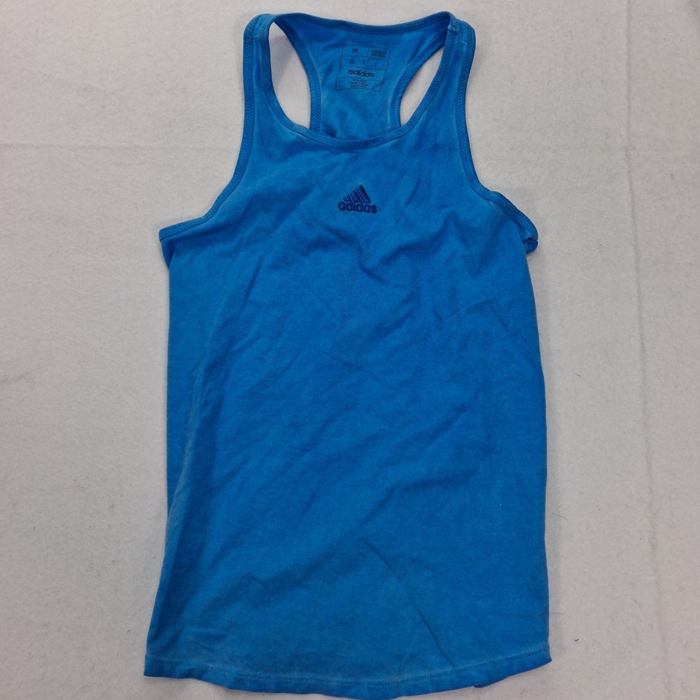 Adidas Tank Top Girls M 10/12 AA3199 AB61P YA Blue Racerback Cotton NEW